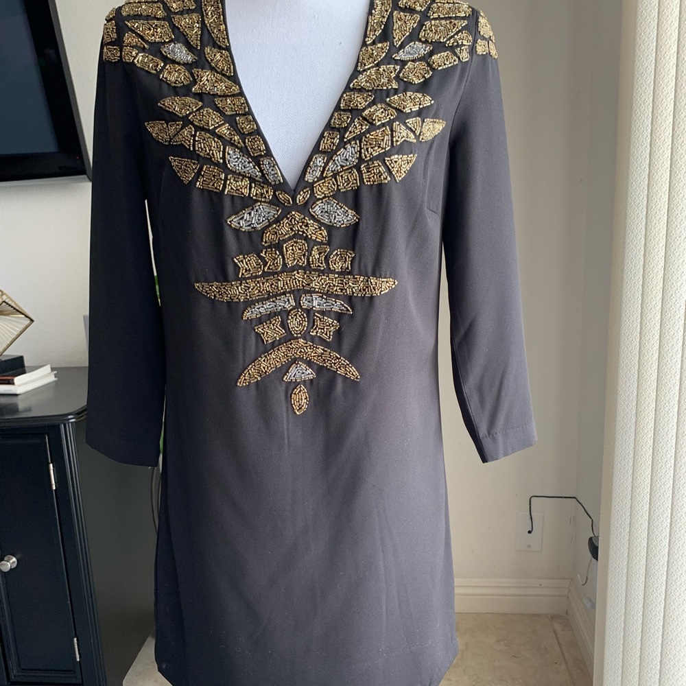 Marciano Black with Gold and Silver beading Dress, size 6